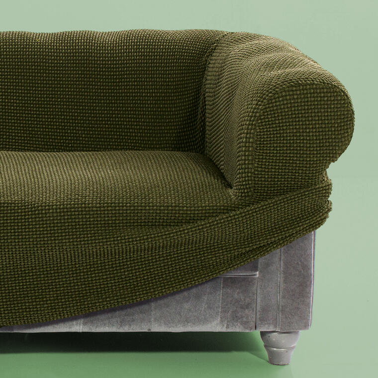 Super strečové potahy NIAGARA zelená, dvojkřeslo (š. 140 - 180 cm)