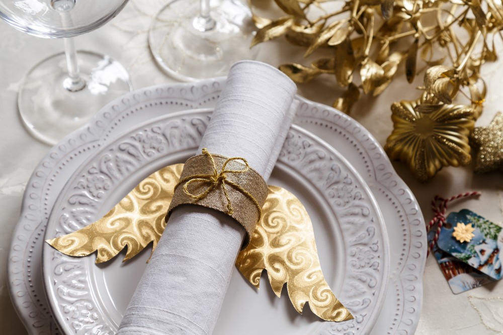 vánoční kroužky na ubrousky anděl