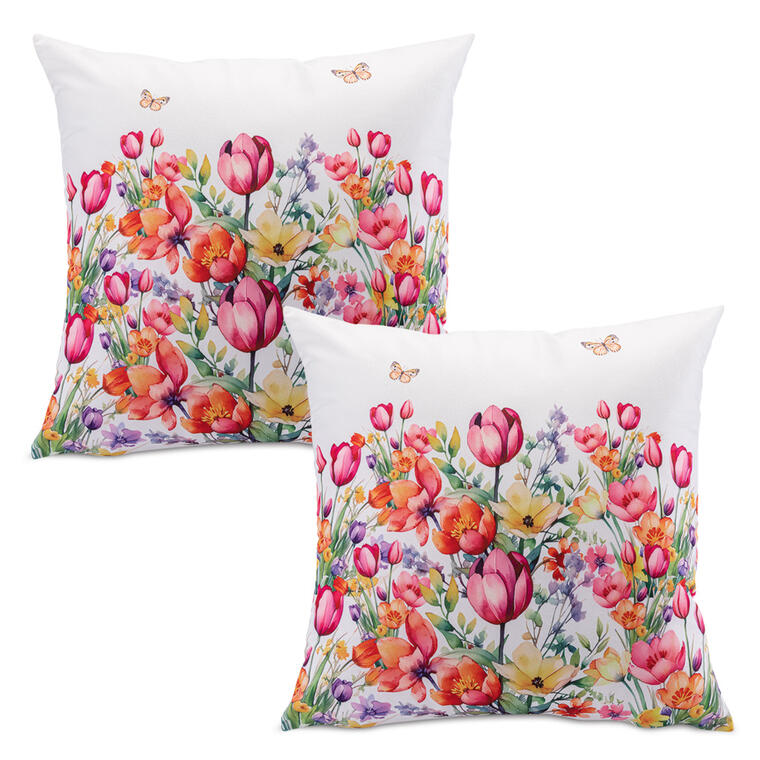 Sada 2 ks povlaků na polštářky BAREVNÉ KVÍTÍ