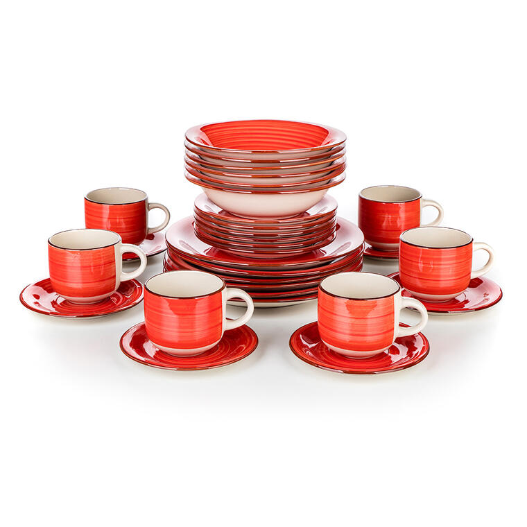 Keramická jídelní souprava SPIRAL RED 30 ks