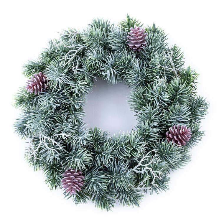 Umělý věnec chvojí ojíněný