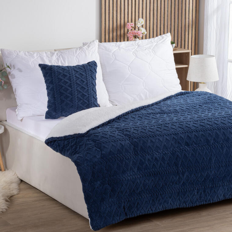 Prošívaná beránková souprava INVERNO tmavě modrá